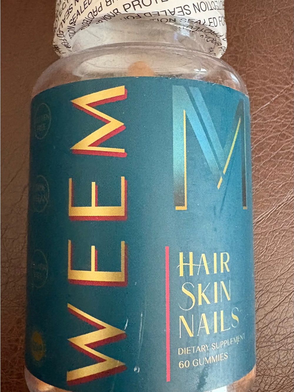 WLEEM Hair Skin Nails Gummies - Teal & Gold Bottle